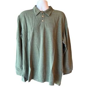 UNTUCKit Long‎ Sleeve Polo Shirt Casual Everyday Top Olive Green XXXL NEW
